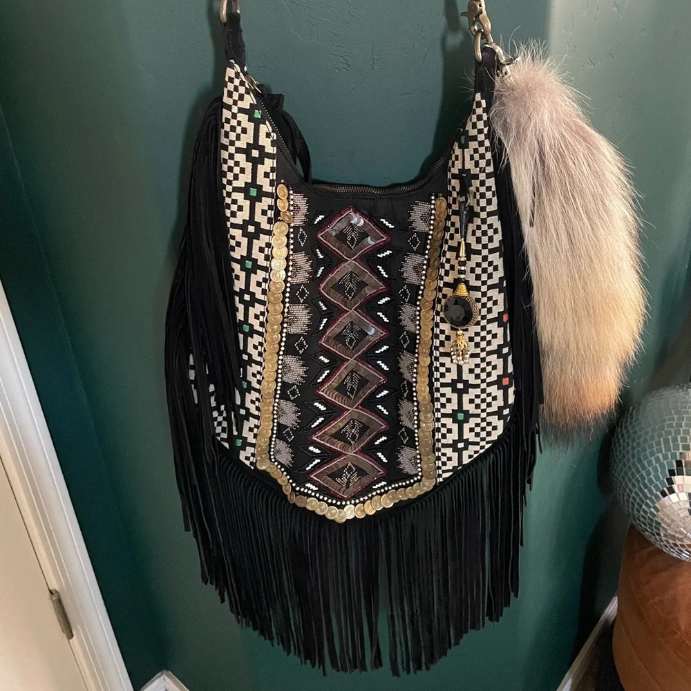 Ten79LA boho fringe crossbody bag - Picture 2 of 9